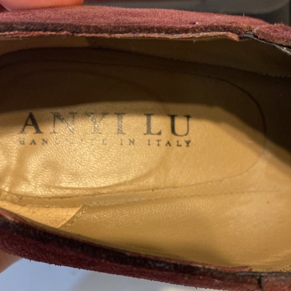 Anyi Lu Italian Suede‎ Burgundy Booties with 3 Inch Heel EU Size 40.5